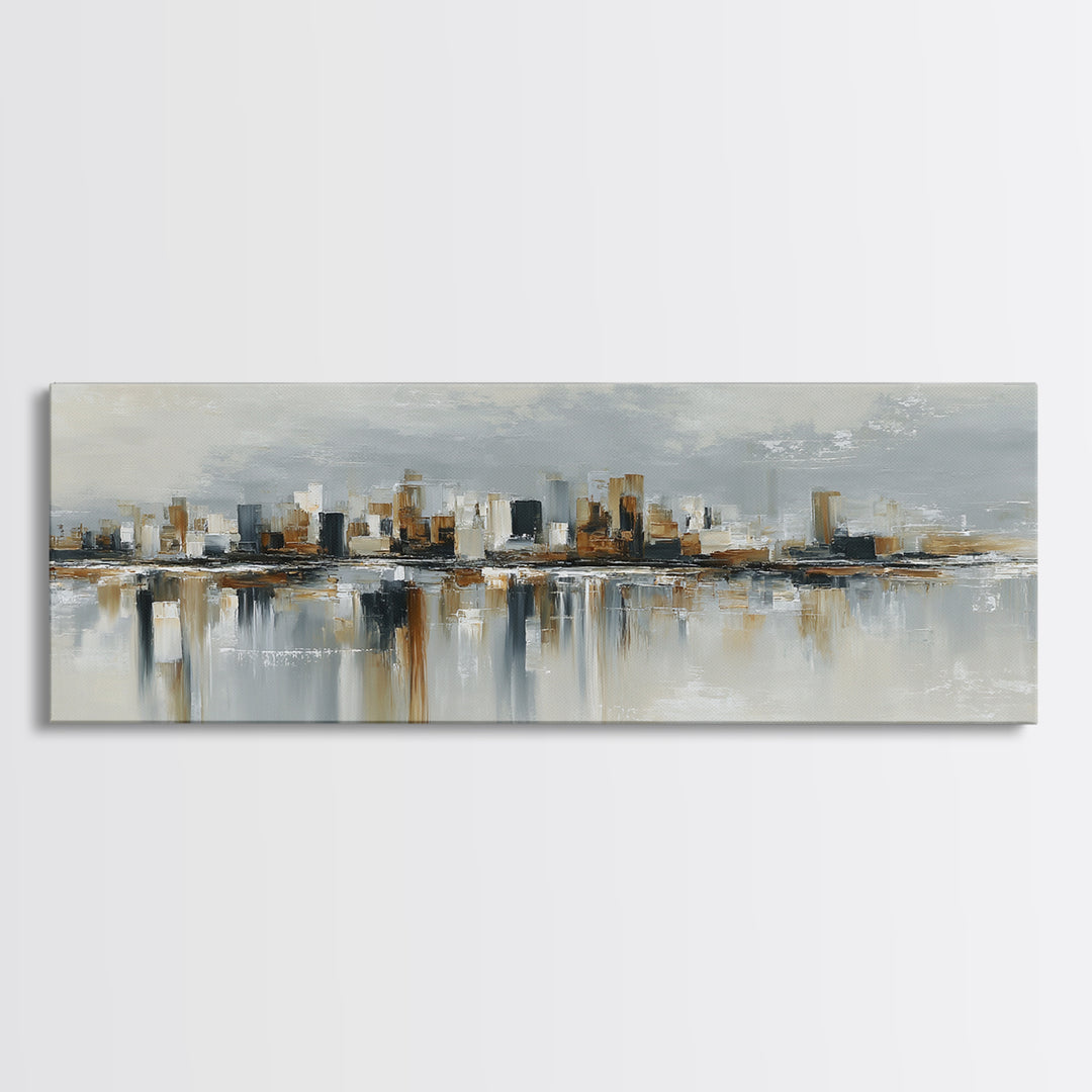 Quiet City Skyline Canvas Print, Hotel Art, Modern Wall Art, Hotel Decor, Abstract Art, Boutique, Neutral Decor, Modern Decor, HOT-3x1-42