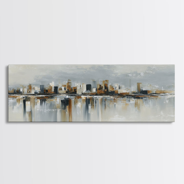 Quiet City Skyline Canvas Print, Hotel Art, Modern Wall Art, Hotel Decor, Abstract Art, Boutique, Neutral Decor, Modern Decor, HOT-3x1-42