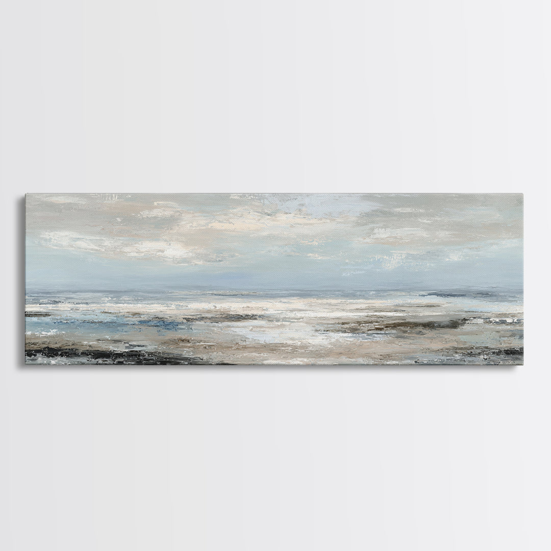 Mediterranean Terrace View Focused on Sea and Framed Canvas Print, Hotel Art, Art Print, Hotel Decor, Fine Art, Boutique, HOT-3x1-51