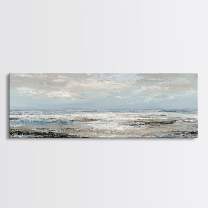 Mediterranean Terrace View Focused on Sea and Framed Canvas Print, Hotel Art, Art Print, Hotel Decor, Fine Art, Boutique, HOT-3x1-51