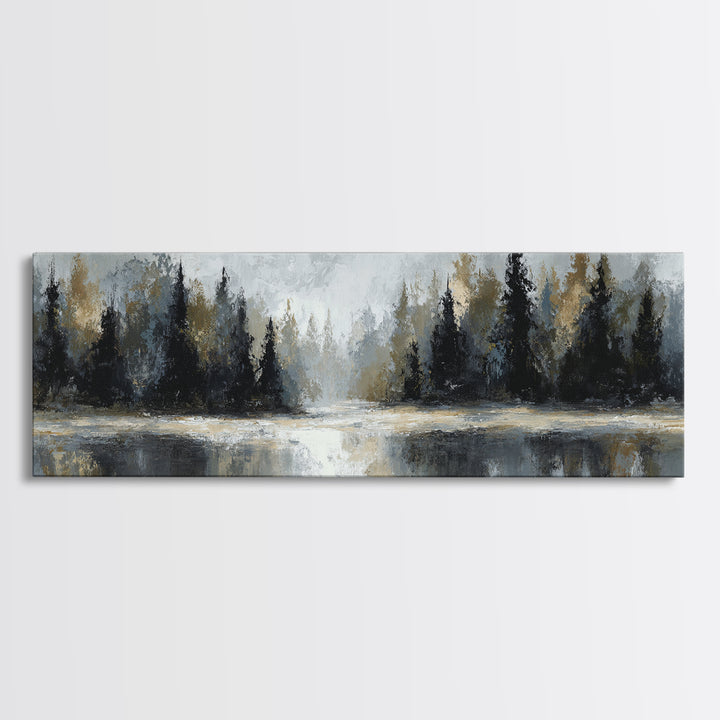 Misty Forest with Refined Calm Atmosphere Canvas Print, Hotel Art, Travel Poster, Hotel Decor, Fine Art, Boutique, HOT-3x1-54