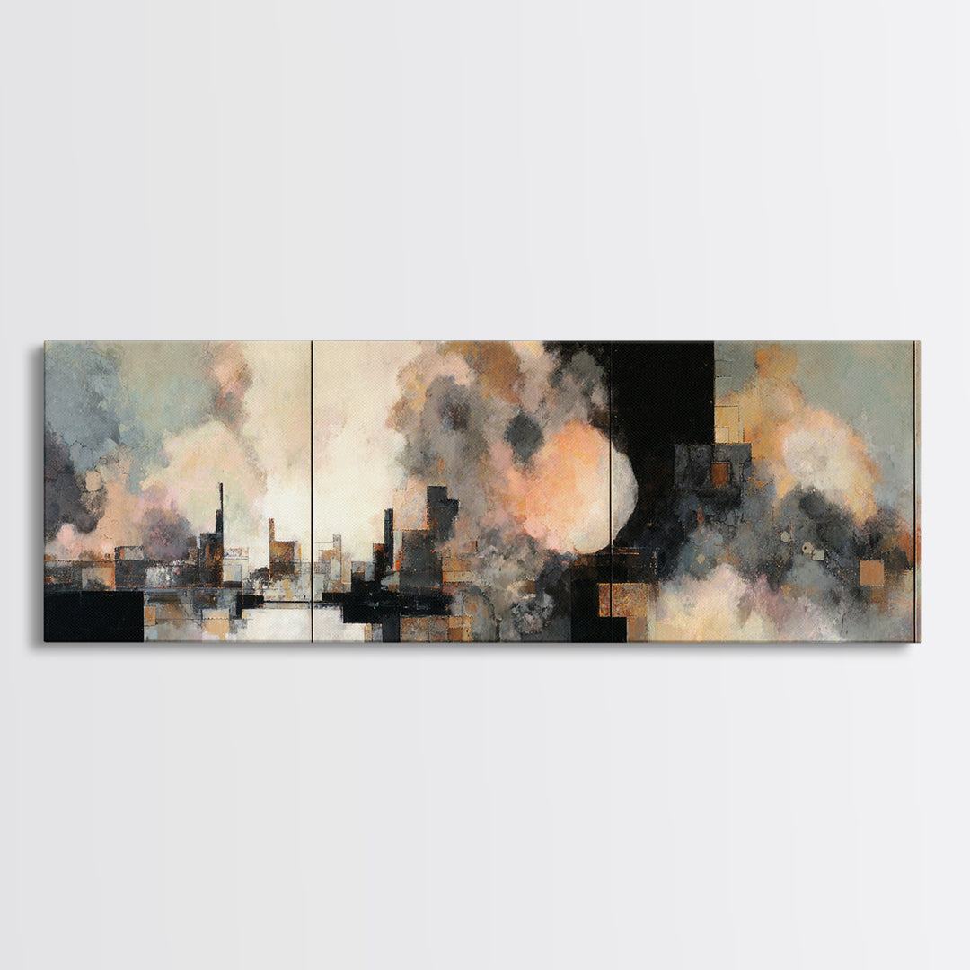 Large Cloudscape with Subtle Drama Framed Canvas Print, Hotel Art, Travel Poster, Hotel Decor, Fine Art, Boutique, HOT-3x1-57