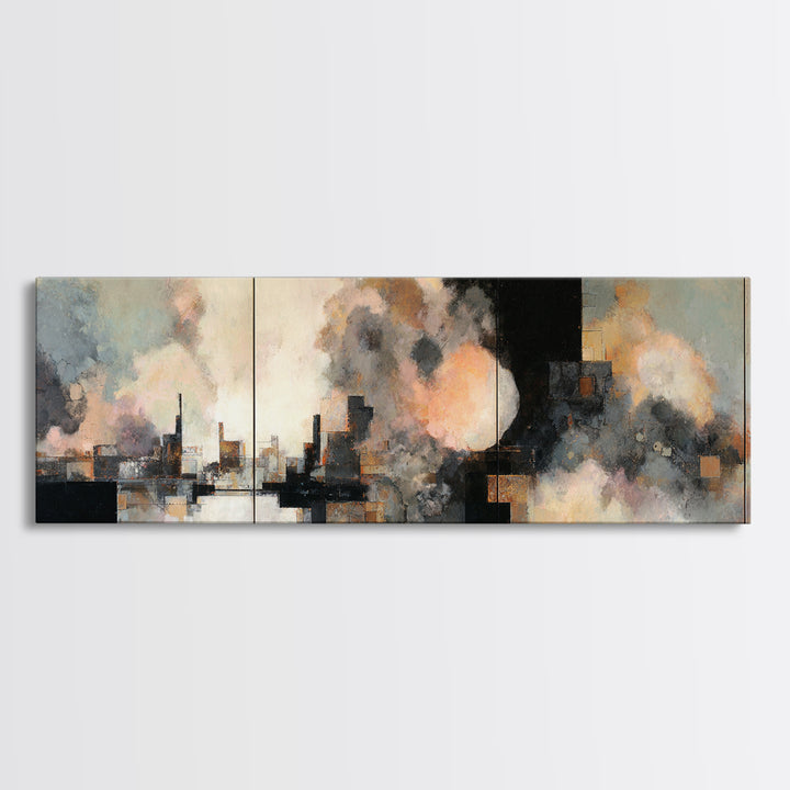 Large Cloudscape with Subtle Drama Framed Canvas Print, Hotel Art, Travel Poster, Hotel Decor, Fine Art, Boutique, HOT-3x1-57