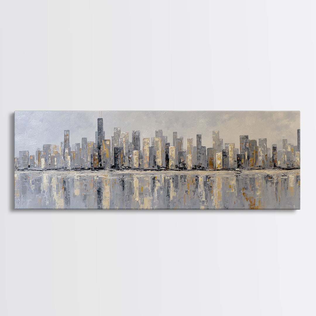Quiet City Skyline Canvas Print, Hotel Art, Modern Wall Art, Hotel Decor, Abstract Art, Boutique, Neutral Decor, Modern Decor, HOT-3x1-66