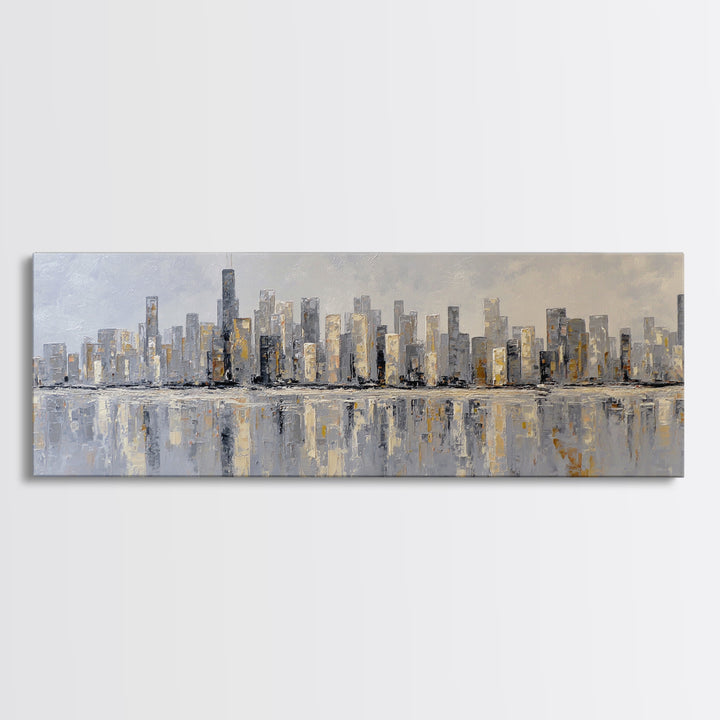 Quiet City Skyline Canvas Print, Hotel Art, Modern Wall Art, Hotel Decor, Abstract Art, Boutique, Neutral Decor, Modern Decor, HOT-3x1-66