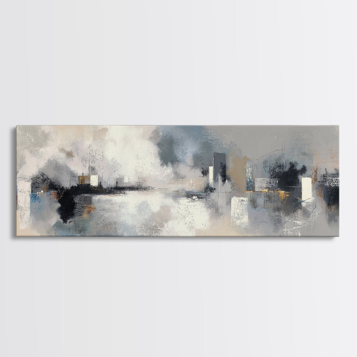 Large Calming Seascape Framed Canvas Print, Hotel Art, Art Deco, Hotel Decor, Fine Art, Boutique, Minimalist Wall Art, HOT-3x1-67