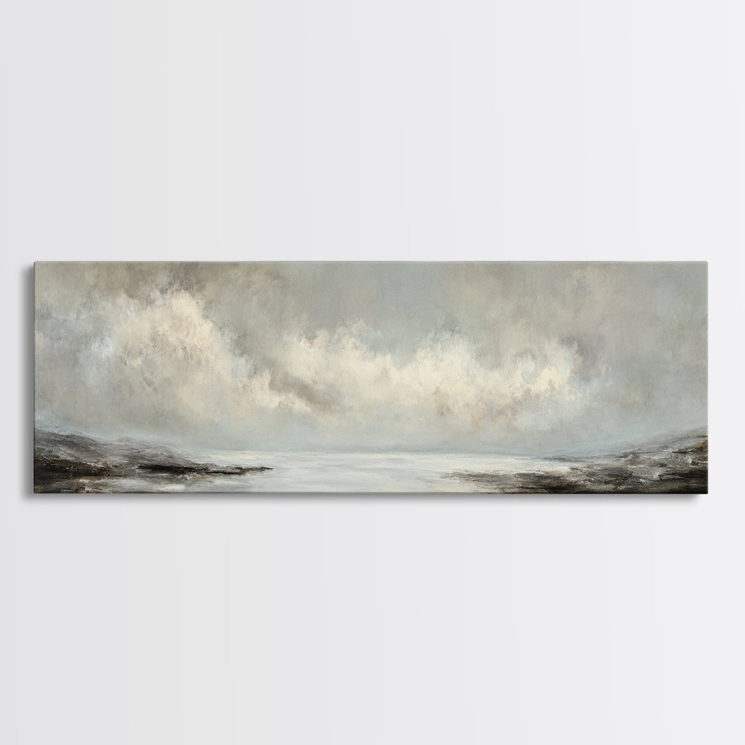 Luxury Monochrome Landscape Canvas Print, Hotel Art, Wall Art, Hotel Decor, Fine Art, Boutique, Abstract Art, Framed Art, HOT-3x1-70