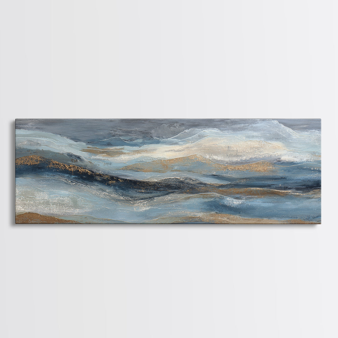 Soft Abstract Wave Forms Framed Canvas Print, Hotel Art, Coastal Wall Art, Hotel Decor, Fine Art, Boutique, Fine Art Print, HOT-3x1-74