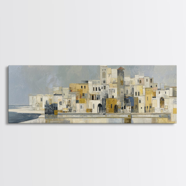 Mediterranean Terrace View Focused on Sea and Canvas Print, Hotel Art, Framed Art, Hotel Decor, Boutique, Beach Prints, HOT-3x1-75