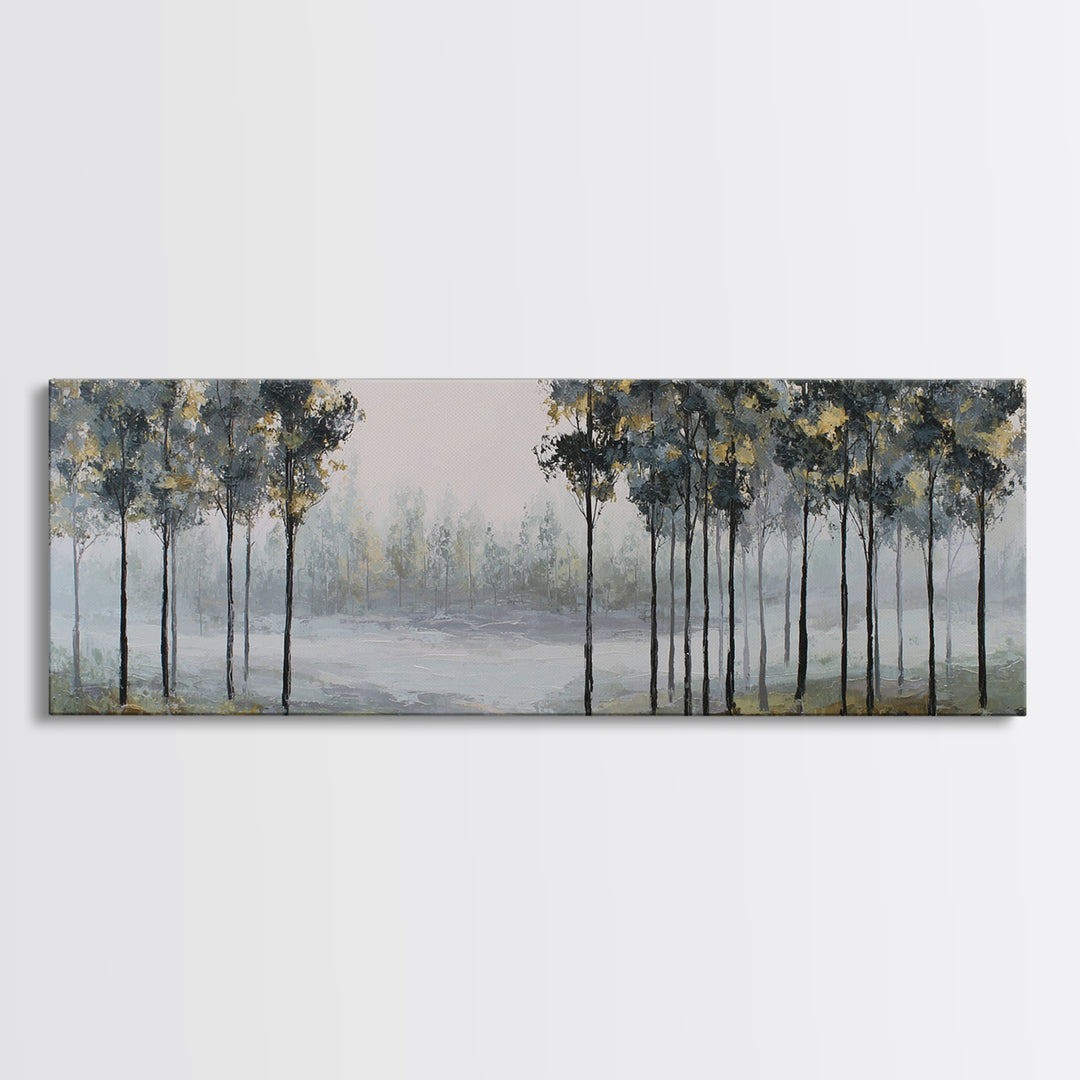 Misty Forest with Refined Calm Atmosphere Canvas Print, Hotel Art, Hotel Decor, Oil Painting, Boutique, Wall Sculpture, HOT-3x1-78