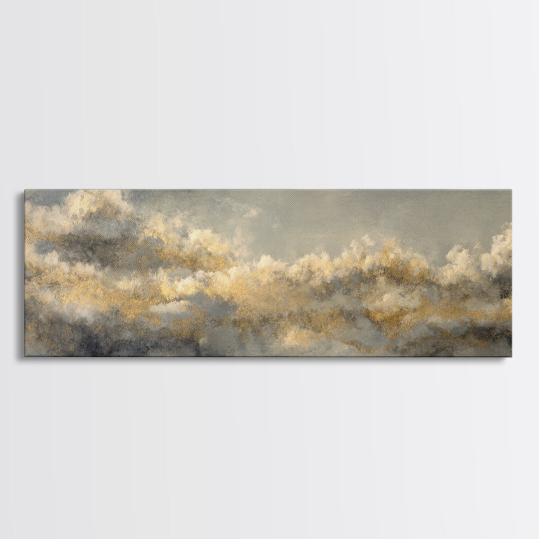 Large Cloudscape with Subtle Drama Framed Canvas Print, Hotel Art, Travel Poster, Hotel Decor, Fine Art, Boutique, HOT-3x1-81