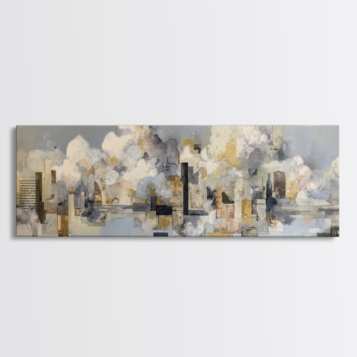 Large Cloudscape with Subtle Drama Framed Canvas Print, Hotel Art, Living Room Decor, Hotel Decor, Fine Art, Boutique, HOT-3x1-9