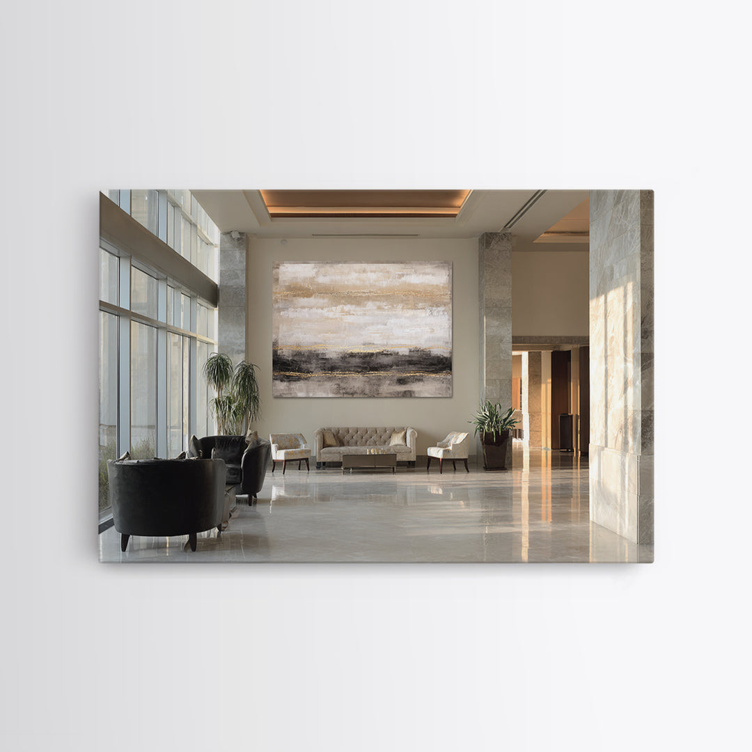 Gold Accented Abstract for Upscale Lobby Canvas Print, Hotel Art, Minimalist Wall Art, Hotel Decor, Abstract Art, Boutique, HOT-3x2-17