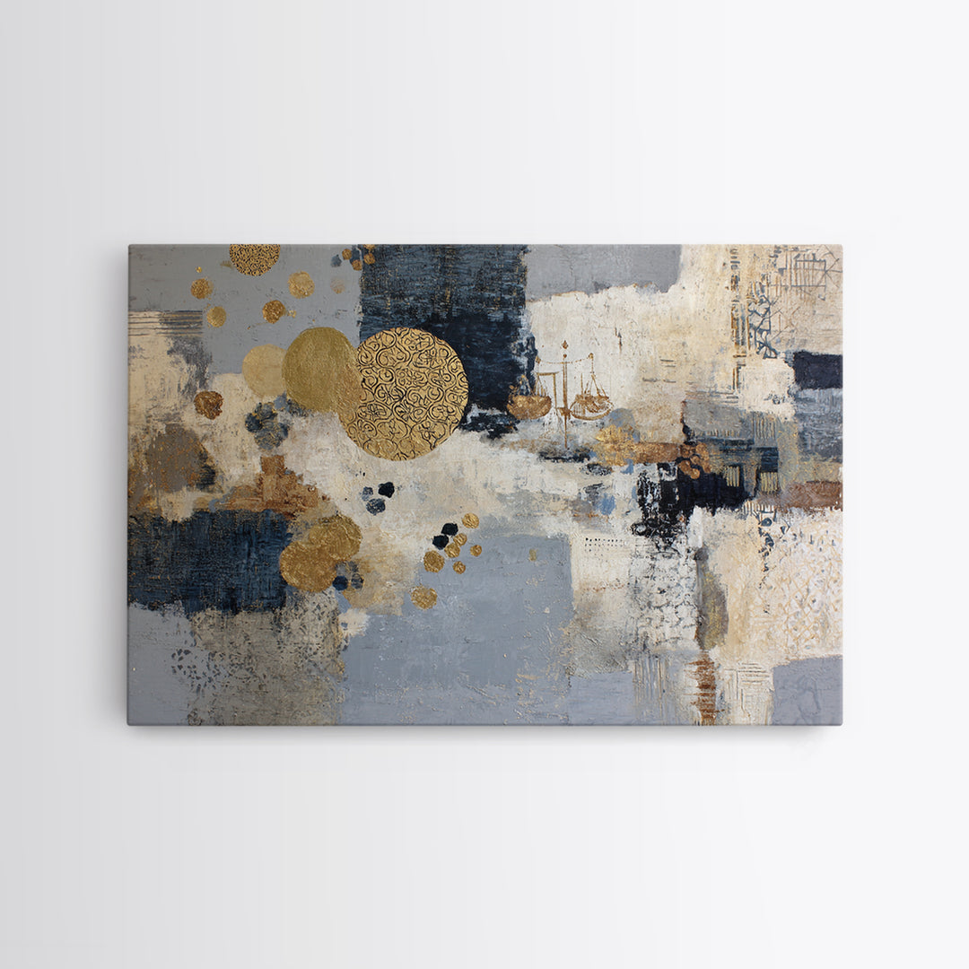 Gold Accented Abstract for Upscale Lobby Framed Canvas Print, Hotel Art, Beach House Decor, Hotel Decor, Abstract Art, Boutique, HOT-3x2-41