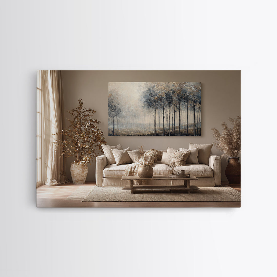 Misty Forest with Refined Calm Atmosphere Canvas Print, Hotel Art, Modern Wall Art, Hotel Decor, Boutique, Neutral Decor, HOT-3x2-42
