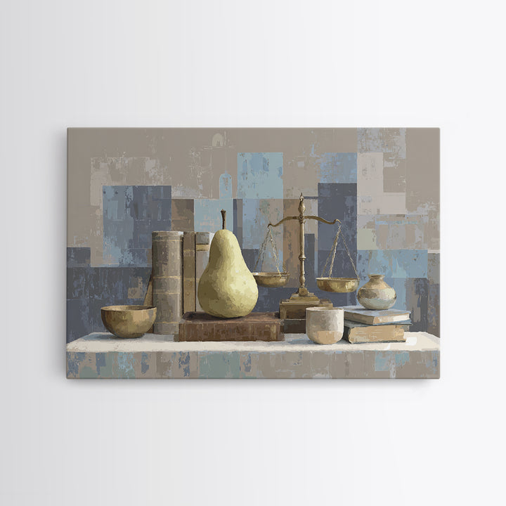 Elegant Pear Still Life on Linen Canvas Print, Hotel Art, Neutral Decor, Hotel Decor, Fine Art, Boutique, Home Decor, HOT-3x2-49
