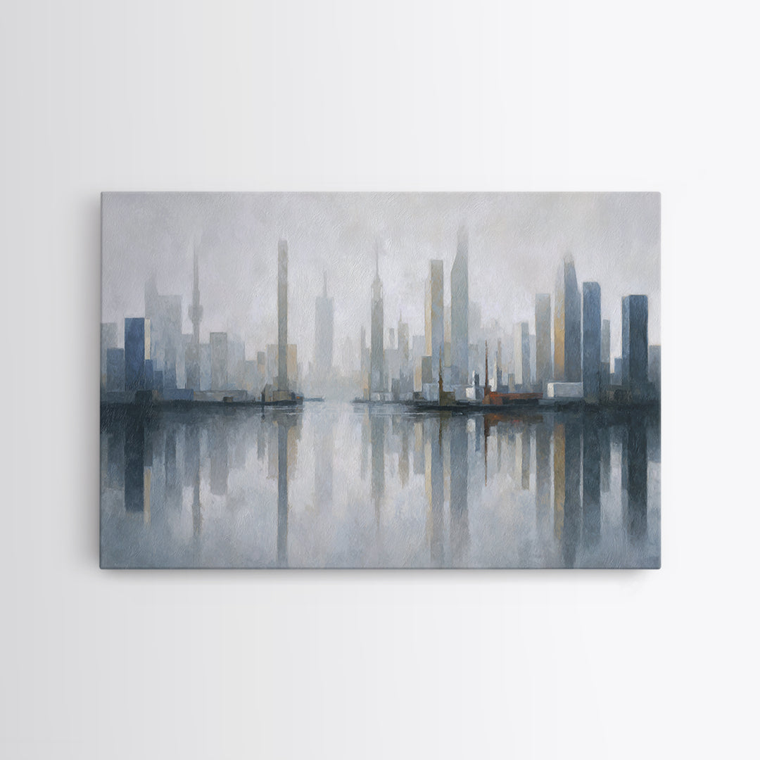 Quiet City Skyline Canvas Print, Hotel Art, Coastal Decor, Hotel Decor, Fine Art, Boutique, Statement Artwork, Boho Decor, HOT-3x2-54