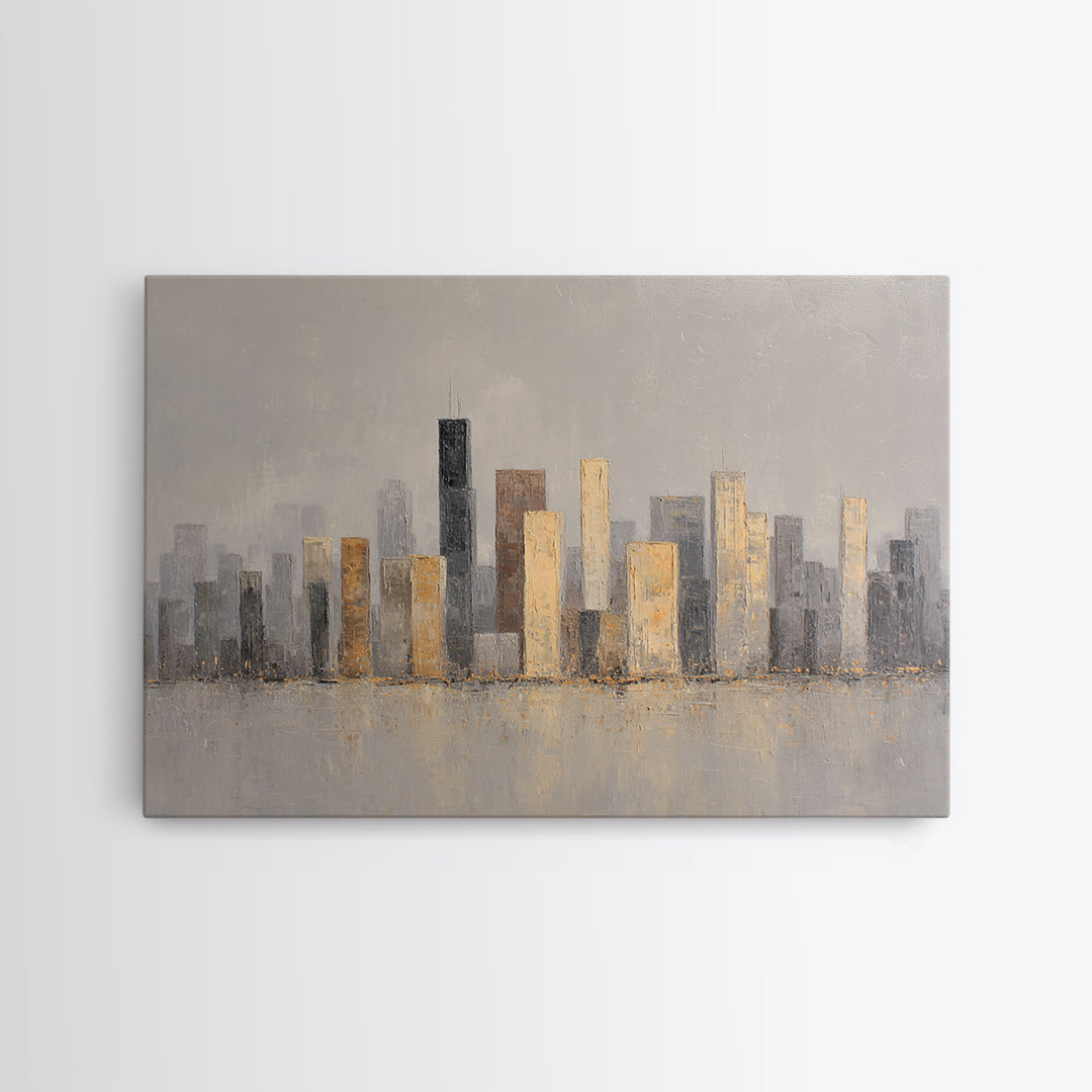Quiet City Skyline Framed Canvas Print, Hotel Art, Living Room Decor, Hotel Decor, Fine Art, Boutique, City Wall Art, HOT-3x2-6