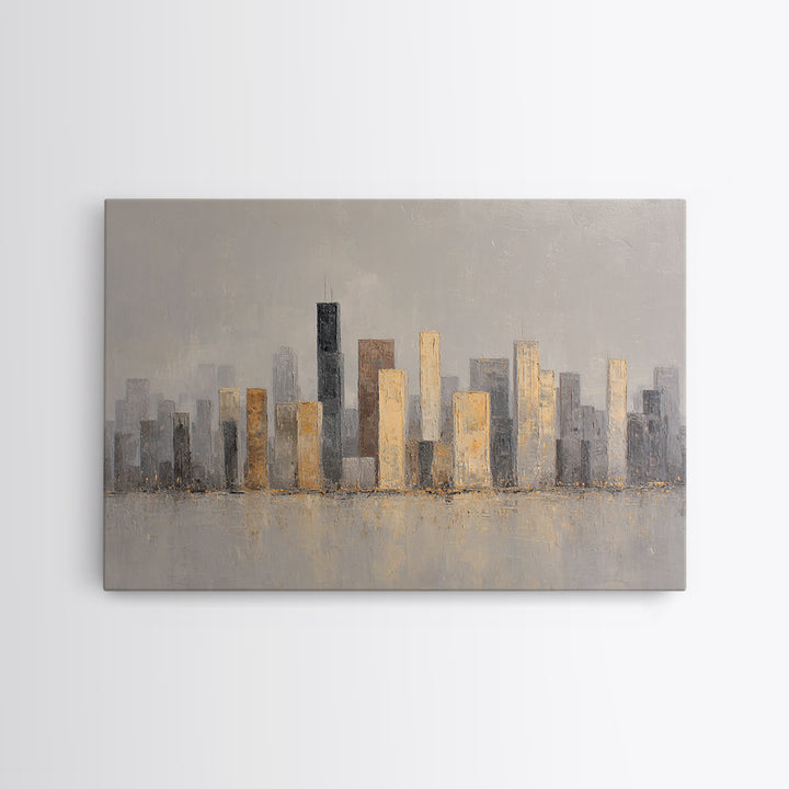 Quiet City Skyline Framed Canvas Print, Hotel Art, Living Room Decor, Hotel Decor, Fine Art, Boutique, City Wall Art, HOT-3x2-6