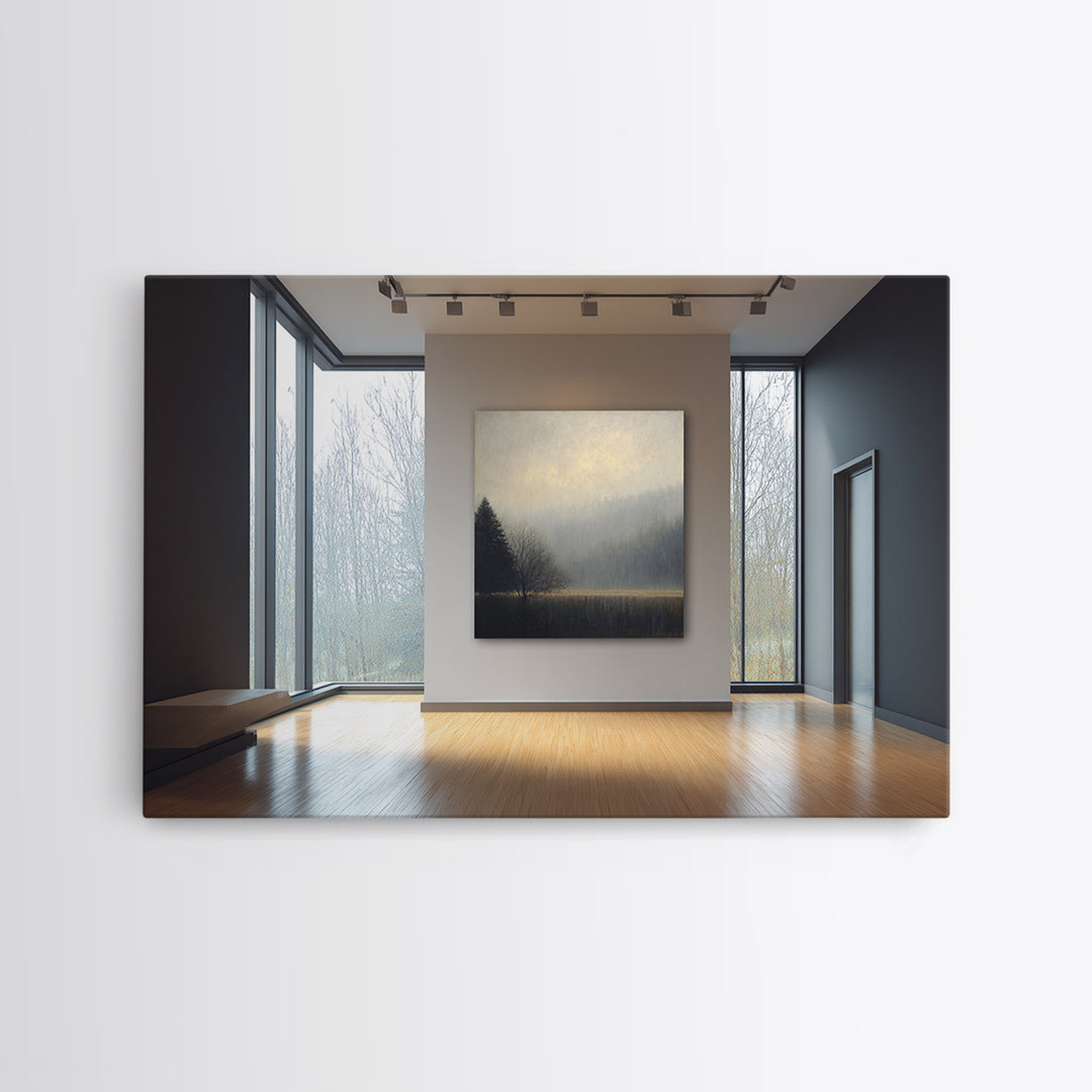 Misty Forest with Refined Calm Atmosphere Canvas Print, Hotel Art, Modern Wall Art, Hotel Decor, Boutique, Neutral Decor, HOT-3x2-66