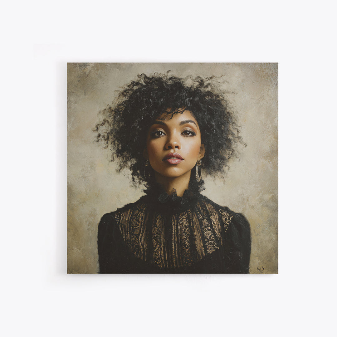 Curly Hair Portrait Canvas Print, Hair Salon Art, Minimalist Wall Art, Living Room Decor, Oil Painting, Style, Hair Stylist, HSA-1x1-15