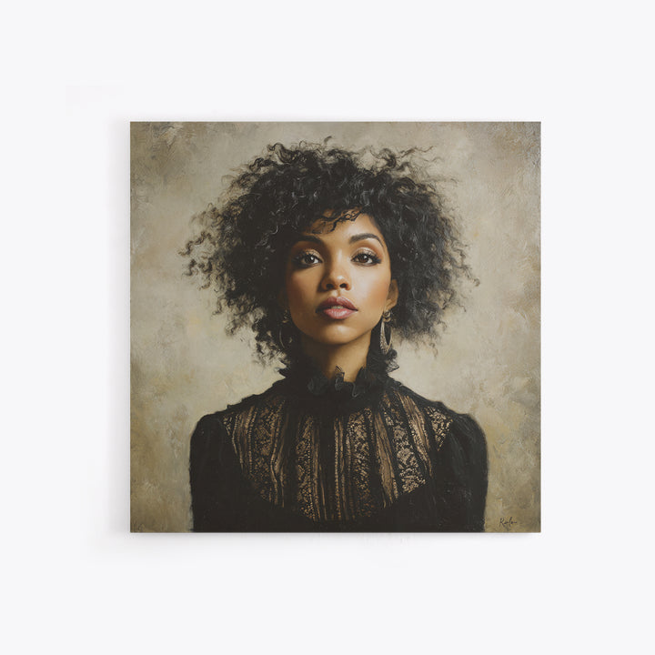 Curly Hair Portrait Canvas Print, Hair Salon Art, Minimalist Wall Art, Living Room Decor, Oil Painting, Style, Hair Stylist, HSA-1x1-15