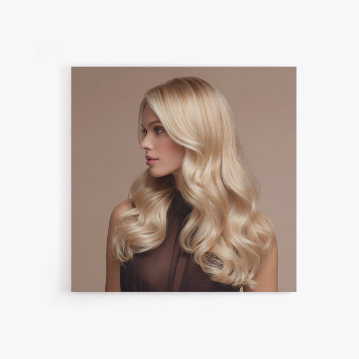Blonde Waves Painted Framed Canvas Print, Hair Salon Art, African Art, Living Room Decor, Watercolor Art, Style, HSA-1x1-16