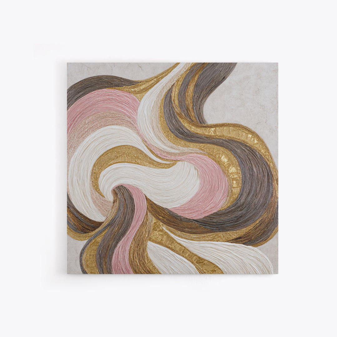 Abstract Hair Strands Forming Elegant Waves Framed Canvas Print, Hair Salon Art, African Art, Living Room Decor, Style, HSA-1x1-27