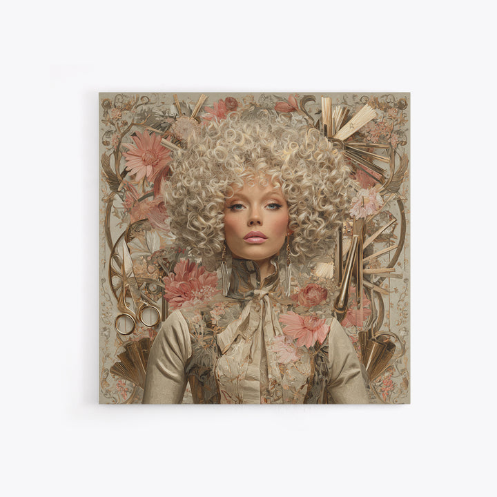 Curly Hair Portrait Framed Canvas Print, Hair Salon Art, Digital Download Art, Living Room Decor, Fine Art, Style, Home Decor, HSA-1x1-39
