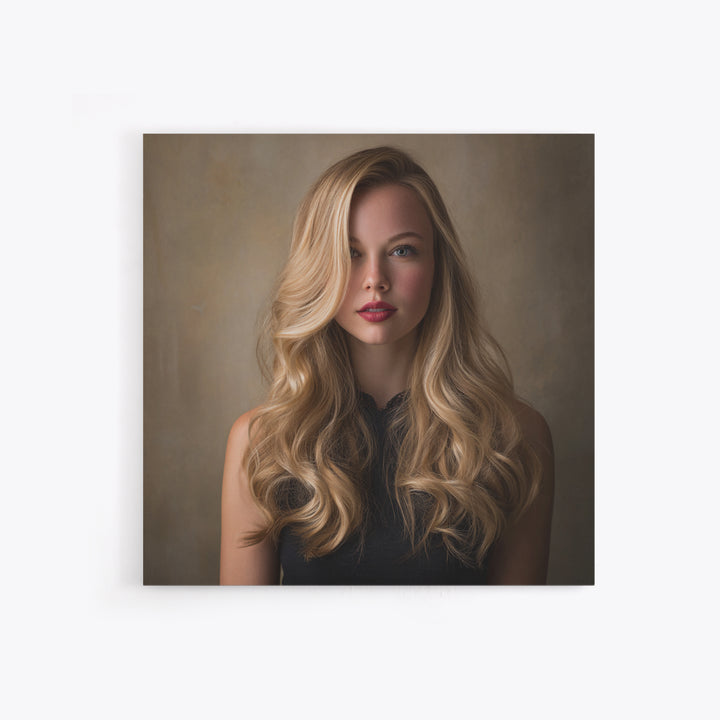 Blonde Waves Painted Framed Canvas Print, Hair Salon Art, Luxury Decor, Living Room Decor, Fine Art, Style, Printable Wall Art, HSA-1x1-40