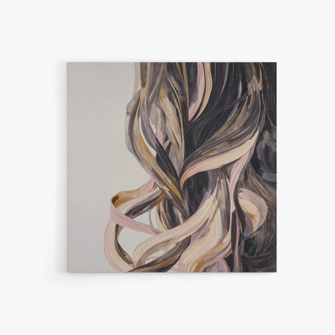 Hair Strands Turning into Abstract Ribbons Canvas Print, Hair Salon Art, Gallery Decor, Living Room Decor, Abstract Art, Style, HSA-1x1-45