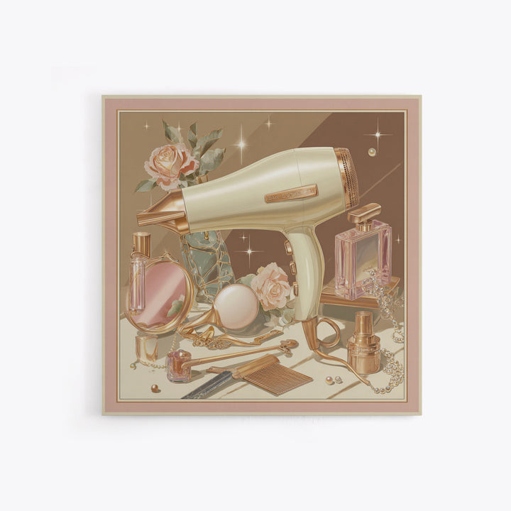 Hairdryer and Brush Framed Canvas Print, Hair Salon Art, Fine Art Print, Living Room Decor, Abstract Art, Style, Wall Decor, HSA-1x1-57