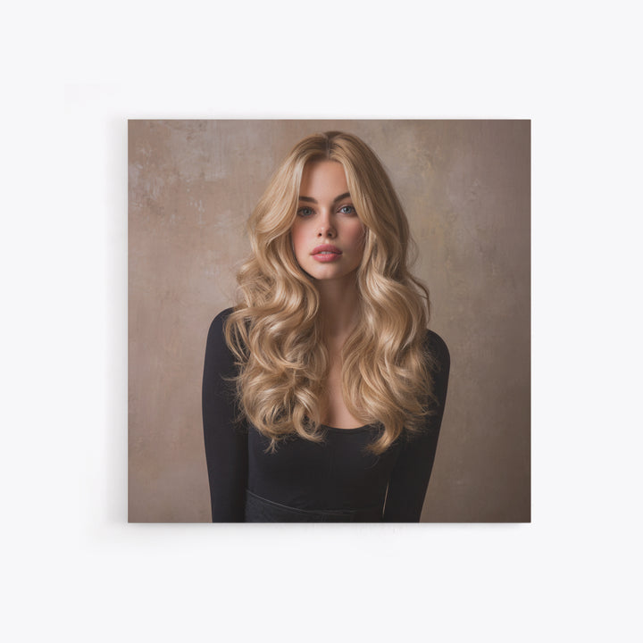 Blonde Waves Painted Framed Canvas Print, Hair Salon Art, Black Owned Art, Living Room Decor, Style, Hairdresser Gifts, HSA-1x1-64