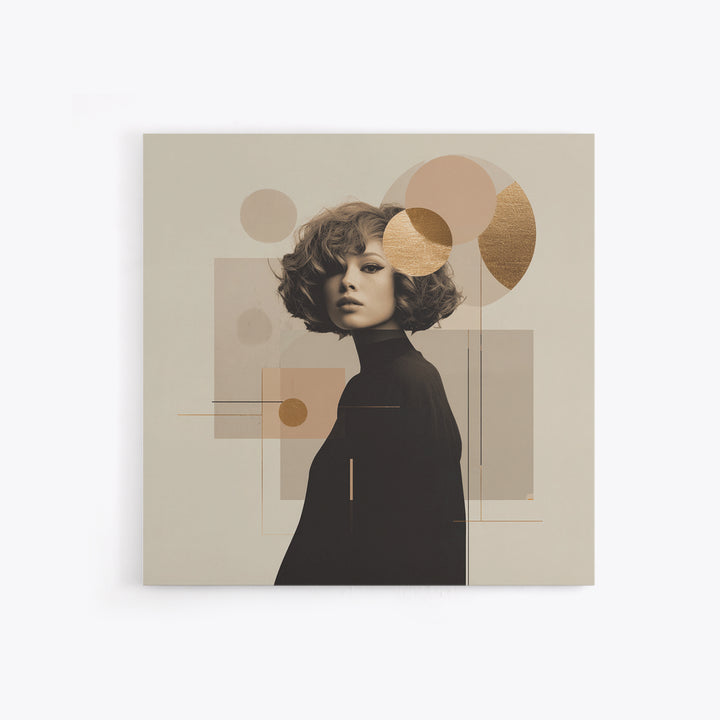 Mod 1960s Beauty Portrait Framed Canvas Print, Hair Salon Art, Home Decor, Living Room Decor, Fine Art, Style, Contemporary Art, HSA-1x1-67