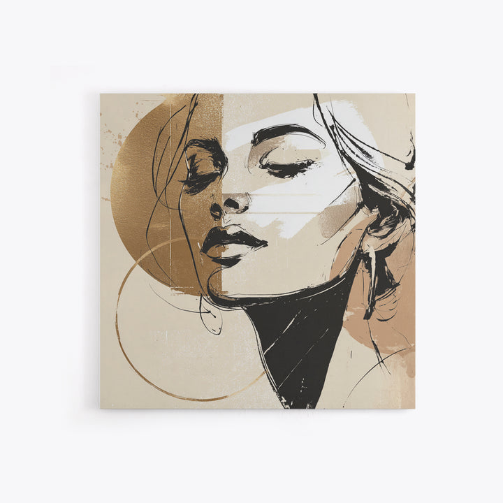 Black and White Line Art Salon Figure Framed Canvas Print, Hair Salon Art, Black Wall Art, Living Room Decor, Fine Art, Style, HSA-1x1-7