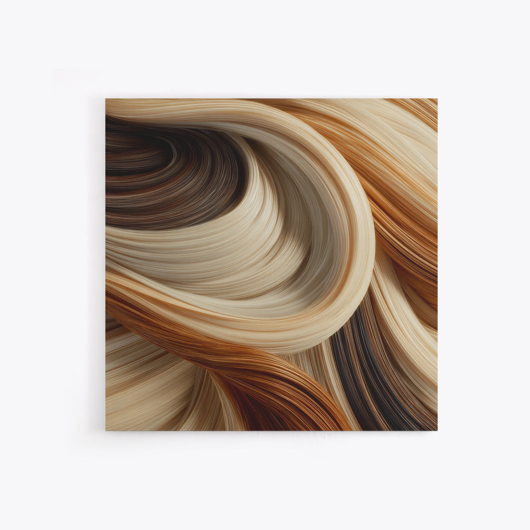 Abstract Hair Strands Forming Elegant Waves Canvas Print, Hair Salon Art, Neutral Decor, Living Room Decor, Abstract Art, Style, HSA-1x1-75