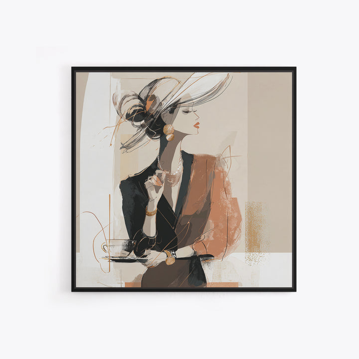 Black and White Line Art Salon Figure Framed Canvas Print, Hair Salon Art, Modern Decor, Living Room Decor, Fine Art, Style, HSA-1x1-79
