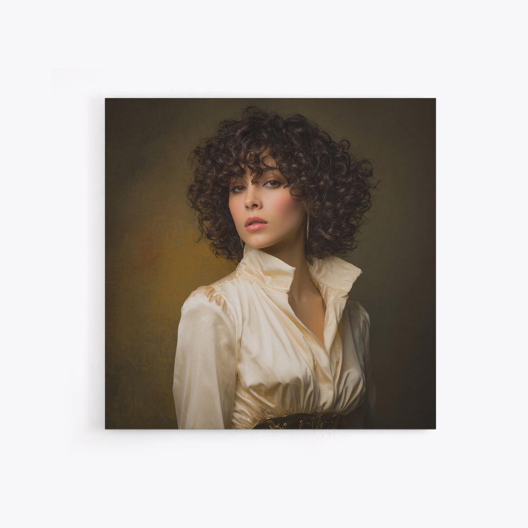 Curly Hair Portrait Canvas Print, Hair Salon Art, Statement Artwork, Living Room Decor, Fine Art, Style, Digital Prints, HSA-1x1-87
