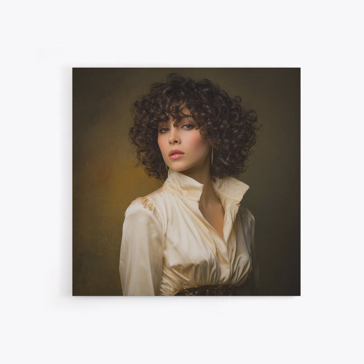 Curly Hair Portrait Canvas Print, Hair Salon Art, Statement Artwork, Living Room Decor, Fine Art, Style, Digital Prints, HSA-1x1-87
