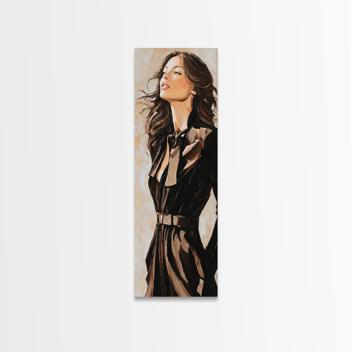 Fashion Portrait with Flowing Glossy Hair Canvas Print, Hair Salon Art, Fine Art Print, Living Room Decor, Fine Art, Style, HSA-1x3-13