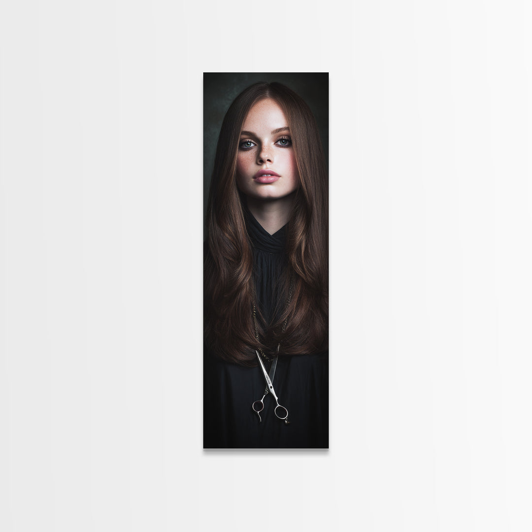 Glamour Face Portrait Canvas Print, Hair Salon Art, Contemporary Art, Living Room Decor, Fine Art, Style, Modern Art, HSA-1x3-44