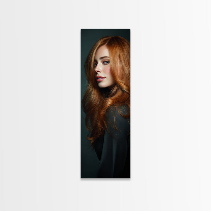 Copper Hair Silhouette Framed Canvas Print, Hair Salon Art, Girls Room Decor, Living Room Decor, Fine Art, Style, HSA-1x3-46