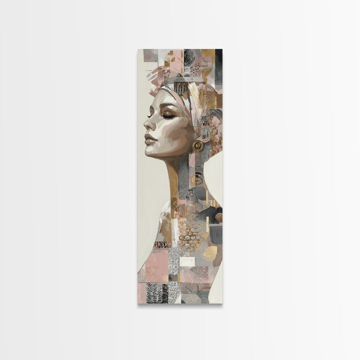 Mod 1960s Beauty Portrait Canvas Print, Hair Salon Art, Black Wall Art, Living Room Decor, Fine Art, Style, Afrocentric Art, HSA-1x3-55