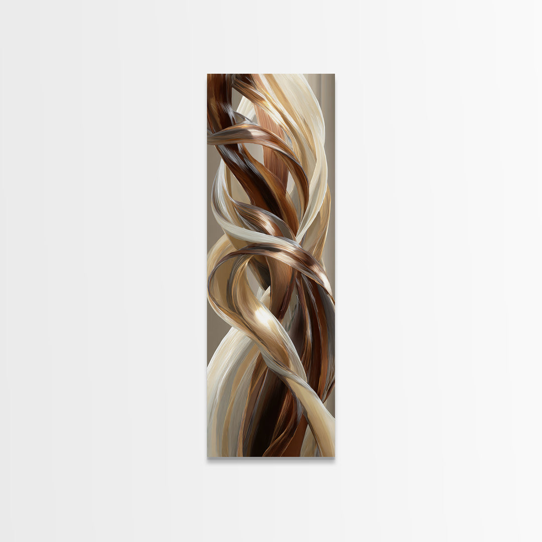 Hair Strands Turning into Abstract Ribbons Canvas Print, Hair Salon Art, Modern Decor, Living Room Decor, Fine Art, Style, HSA-1x3-57