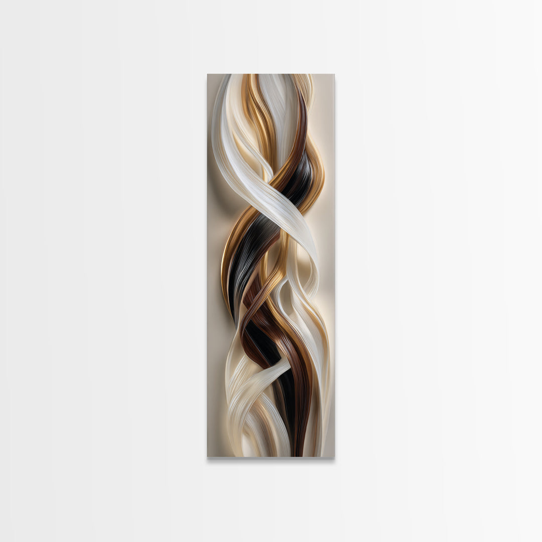 Abstract Hair Strands Forming Elegant Waves Canvas Print, Hair Salon Art, Digital Download Art, Living Room Decor, Abstract Art, HSA-1x3-63