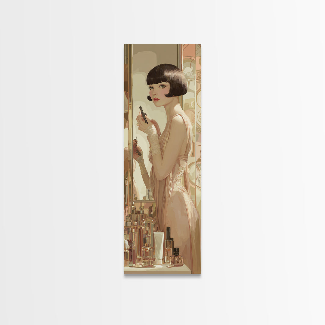 Woman with Dramatic Bob Haircut in Art Framed Canvas Print, Hair Salon Art, Printable Art, Living Room Decor, Fine Art, Style, HSA-1x3-64