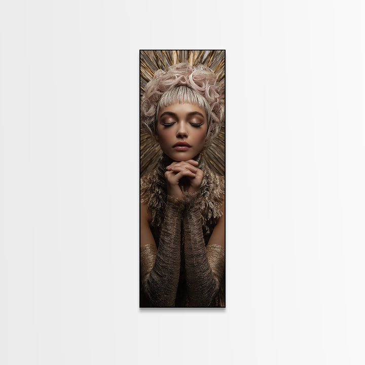 Glamour Face Portrait Canvas Print, Hair Salon Art, Black Wall Art, Living Room Decor, Oil Painting, Style, Afrocentric Art, HSA-1x3-68