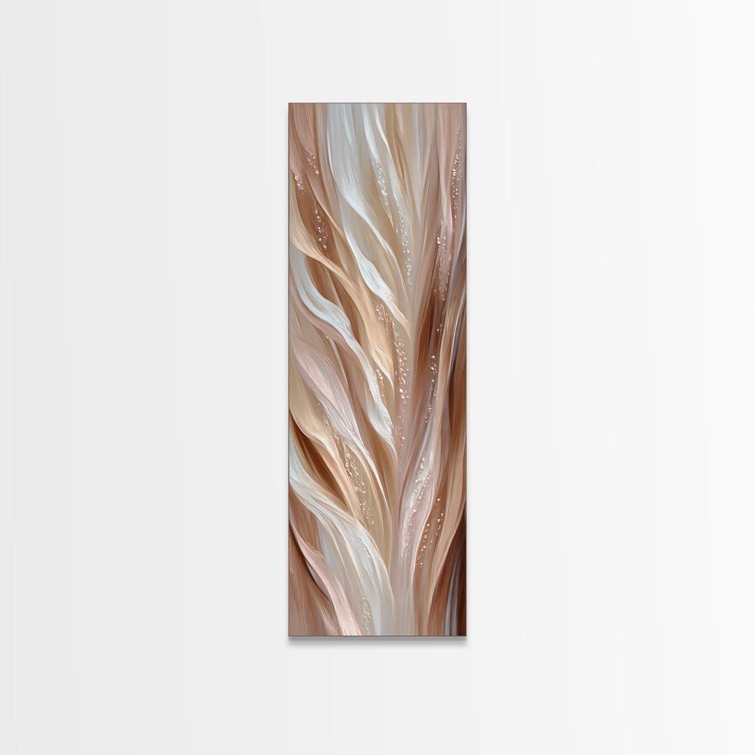 Blonde Waves Painted Framed Canvas Print, Hair Salon Art, Minimalist Wall Art, Living Room Decor, Oil Painting, Style, HSA-1x3-76