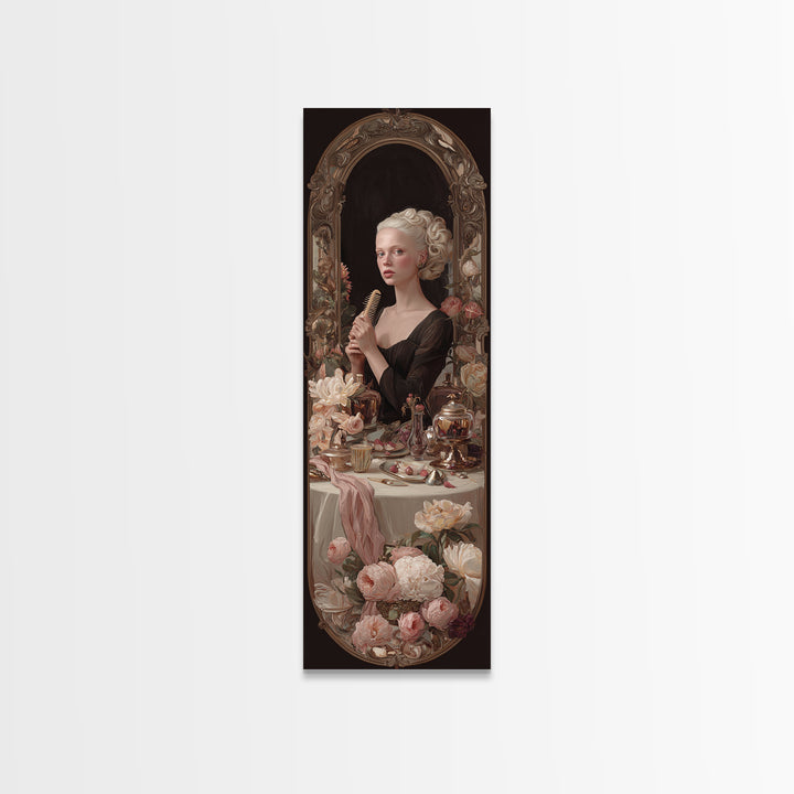 Baroque Mirror and Comb Still Life Canvas Print, Hair Salon Art, Luxury Decor, Living Room Decor, Fine Art, Style, HSA-1x3-77