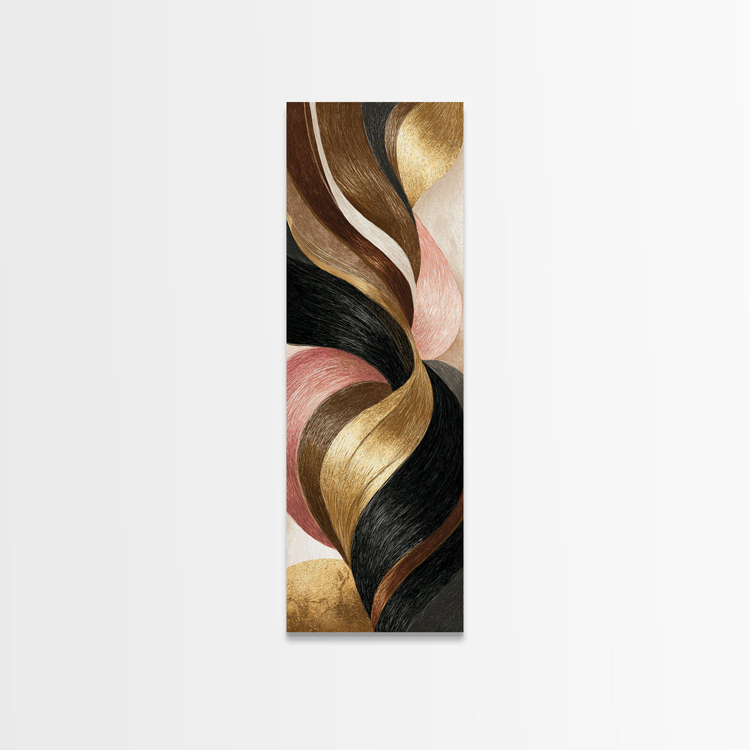 Luxury Black and Gold Beauty Emblem Framed Canvas Print, Hair Salon Art, Black Art, Living Room Decor, Fine Art, Style, HSA-1x3-84
